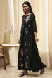 Black Poly Chanderi Layered Tiered Dress image number 3