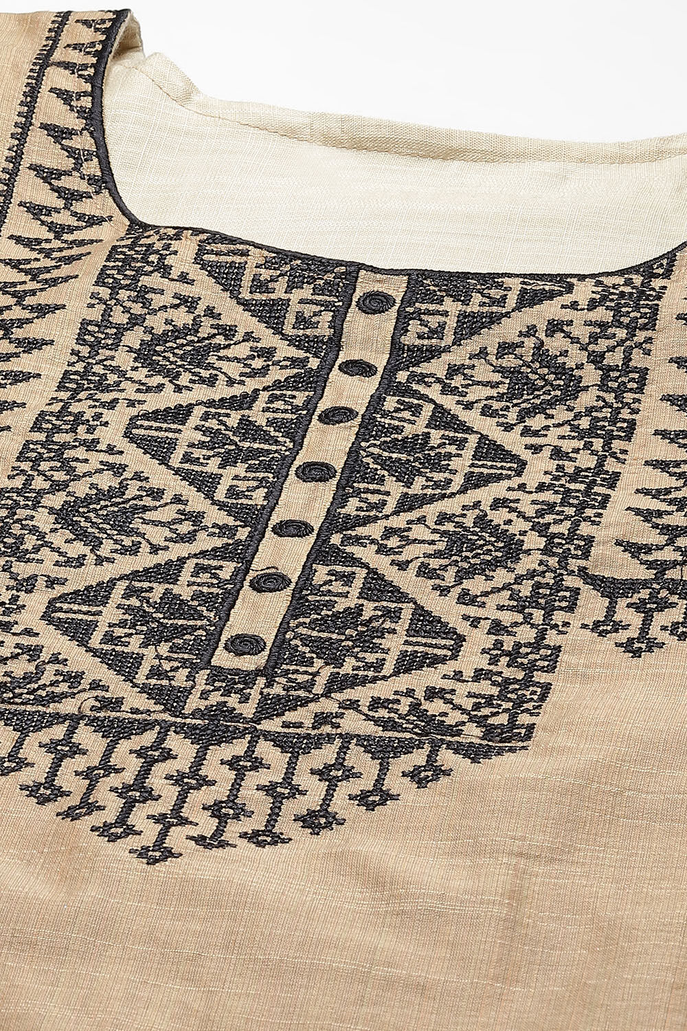 Peach Chanderi Hand Block Print Unstitched Suit Set image number 1