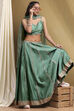 Sea Green Chanderi Silk Lehenga Set image number 10