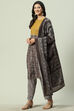 Brown Muslin Unstitched Suit Set image number 5