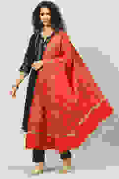 Red Art Silk Yarndyed Dupatta image number 2