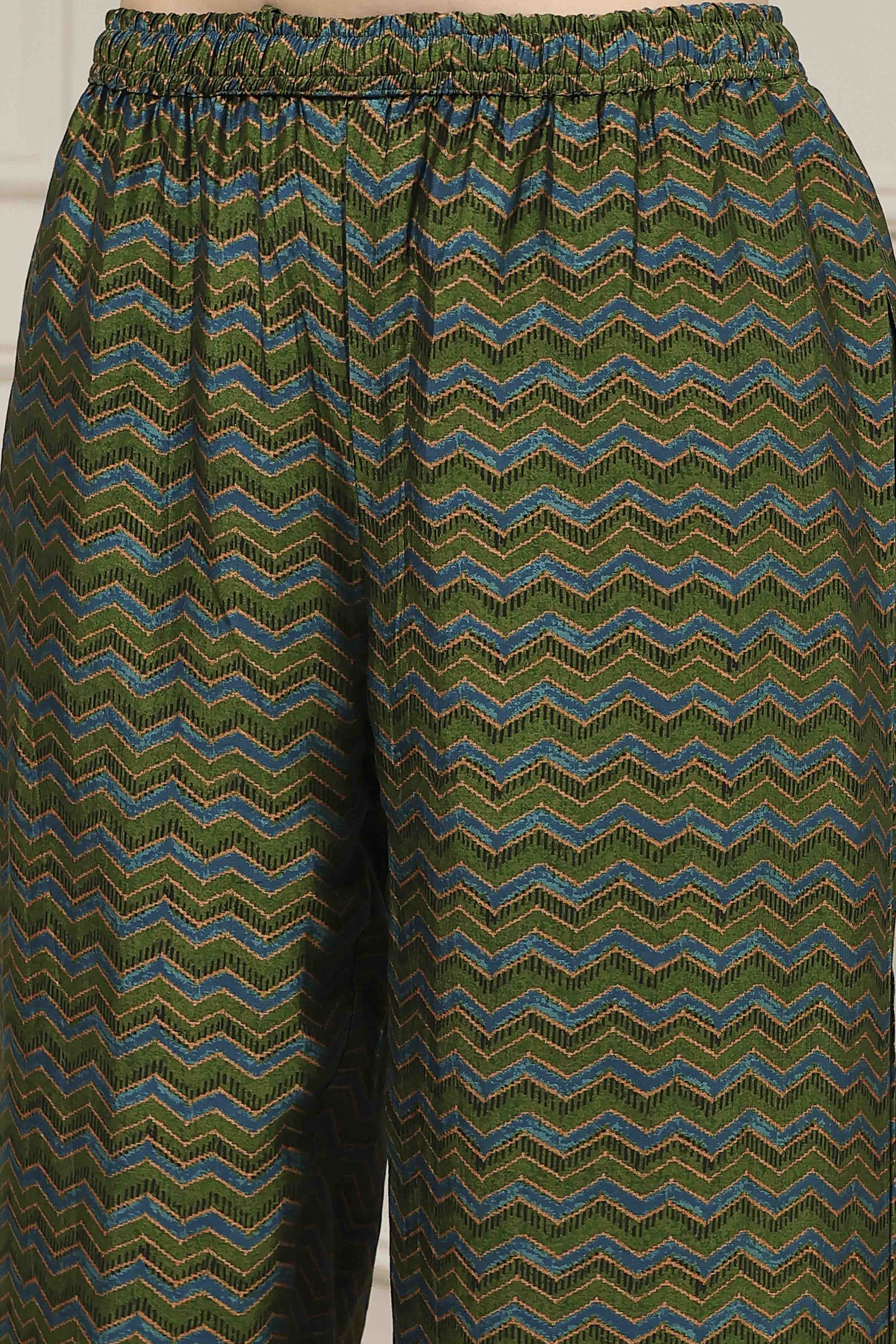 Green Printed Anarkali Suit Set image number 2