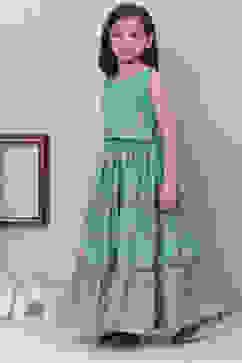 Green Art Silk Flared Lehenga image number 3