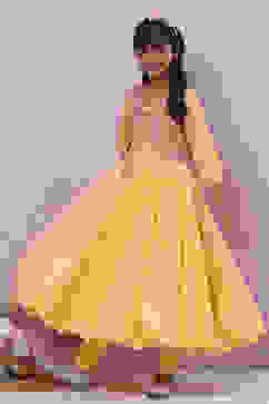 Yellow Cotton Anarkali Suit image number 5