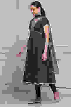 Blue Cotton Flared Suit Set image number 2