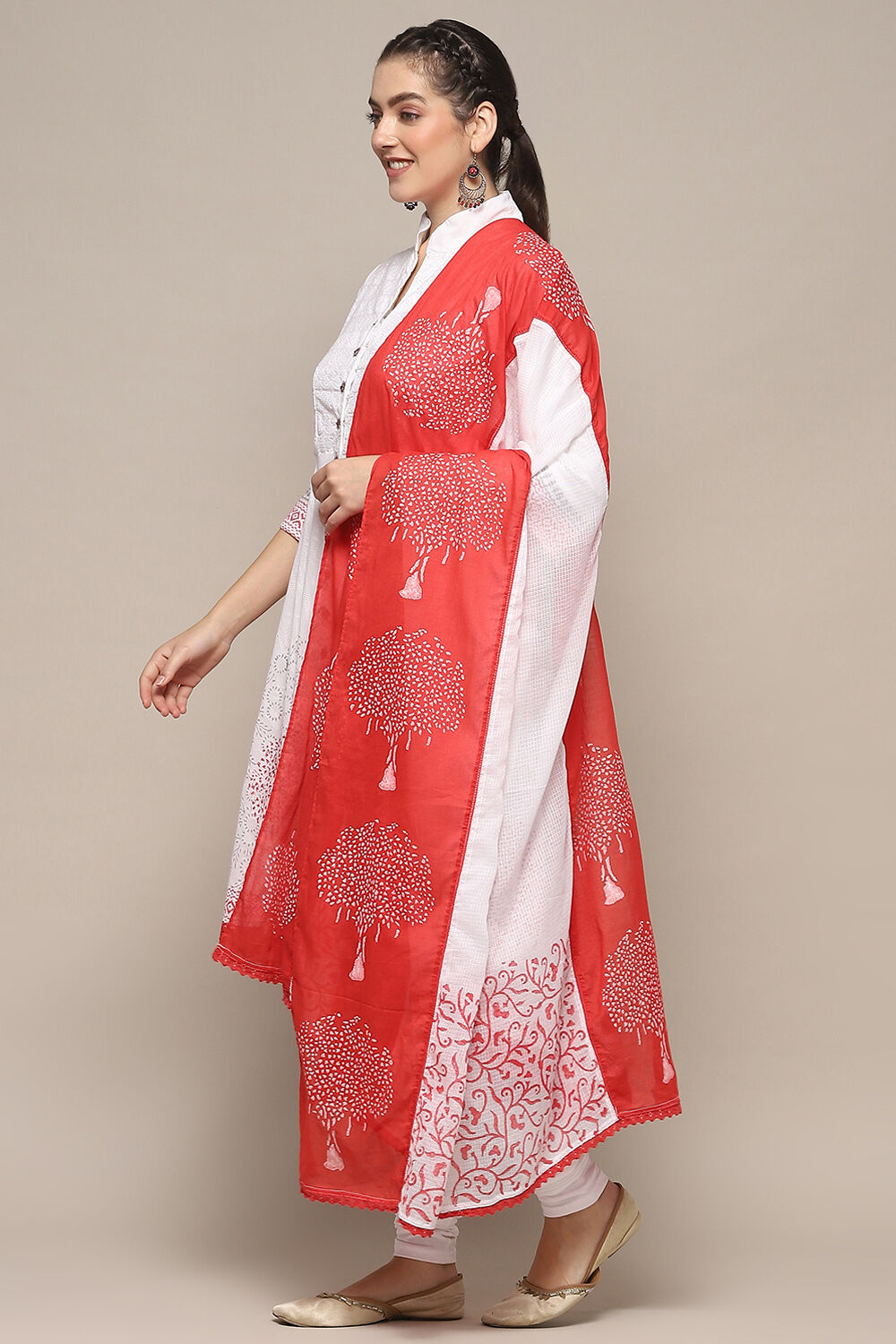 Turquoise Cotton Anarkali Solid Kurta Churidar Suit Set image number 4