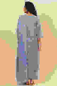 Blue Cotton Straight Kurta Palazzo Suit Set image number 4