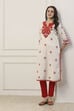 Orange Cotton Straight Kurta image number 4