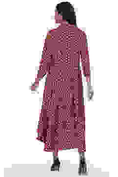 Rust Rayon Flared Printed Dress image number 4