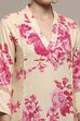 White and Pink Printed Straight Kurta image number 1