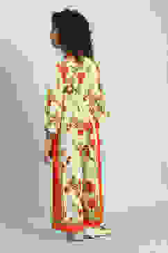 Cream-Colored and Rust Floral Straight Jumpsuit image number 3