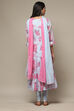 White & Blue Cotton Anarkali Kurta Churidar Suit Set image number 2