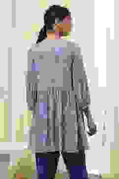 Dull Blue Printed Short Kurta image number 3