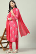 Peach Straight Kurta Churidar Suit Set image number 6