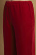 Red Velvet Embroidered Straight Kurta Set image number 2