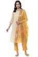 Beige Cotton Blend Machine Embroidered Unstitched Suit Set image number 0