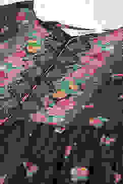 Black Cotton Flared Fusion Printed Dress image number 1