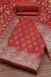 Rust Banarasi Chanderi Banarasi Print Unstitched Suit Set image number 0
