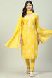 Yellow Straight Kurta Churidar Suit Set