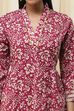 Red Cotton Printed Gathered Suit Set image number 1