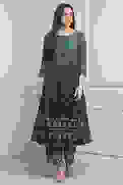 Blue Viscose Rayon Flared Kurta Pants Set image number 0