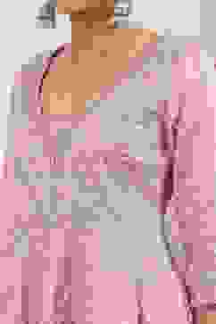 Rose Pink Cotton Silk Anarkali Suit Set image number 1