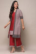 Maroon Cotton Printed Kurta & Palazzo Suit Set image number 4