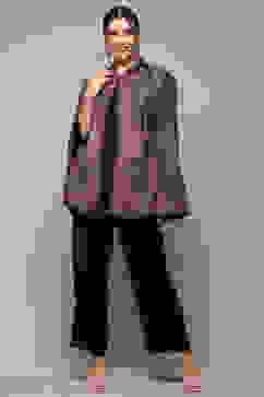 Black Poly Jacquard Flared Yarndyed Kurta image number 6