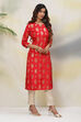 Red Straight Viscose Kurta image number 3