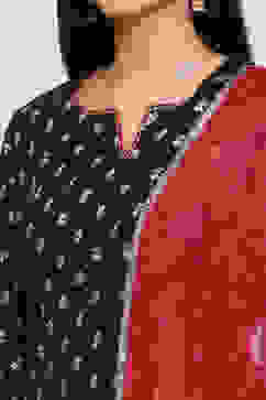 Brown And Red Art Silk Straight Kurta Palazzo Suit Set image number 1