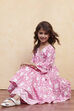 Pink Cotton Angrakha Tiered Kurta Set image number 0