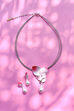 Pink Metal Brass Necklace Set image number 0