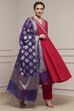 Fuchsia Embroidered Angrakha Festive Anarkali Suit Set