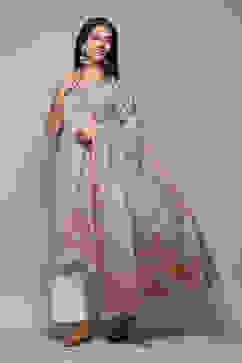 Cream Cotton Silk Straight Yarndyed Kurta Sharara Suit Set image number 0