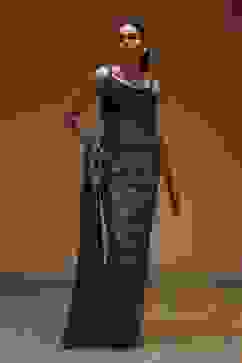 Navy Blue Georgette Digital Printed Sequence Pre-Draped Saree image number 4