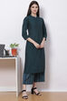 Olive Green Cotton Fusion Wear Set image number 3