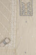 Beige Cotton Printed Embroidered Unstitched Suit Set image number 1