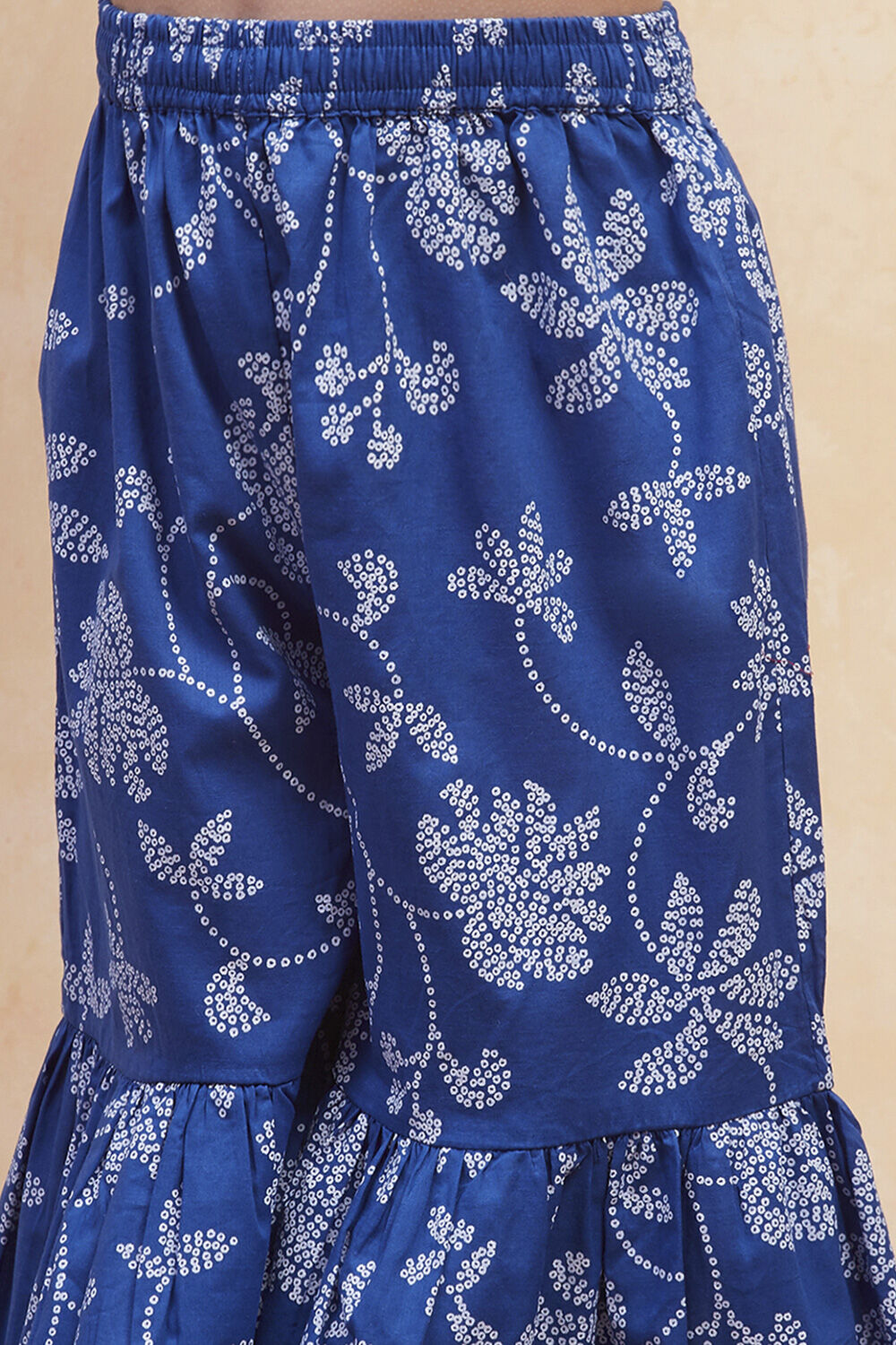 Orange Cotton Printed Tiered Kurta Set image number 2