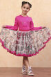 Pink Cotton Floral Top and Short Skirt Set image number 6