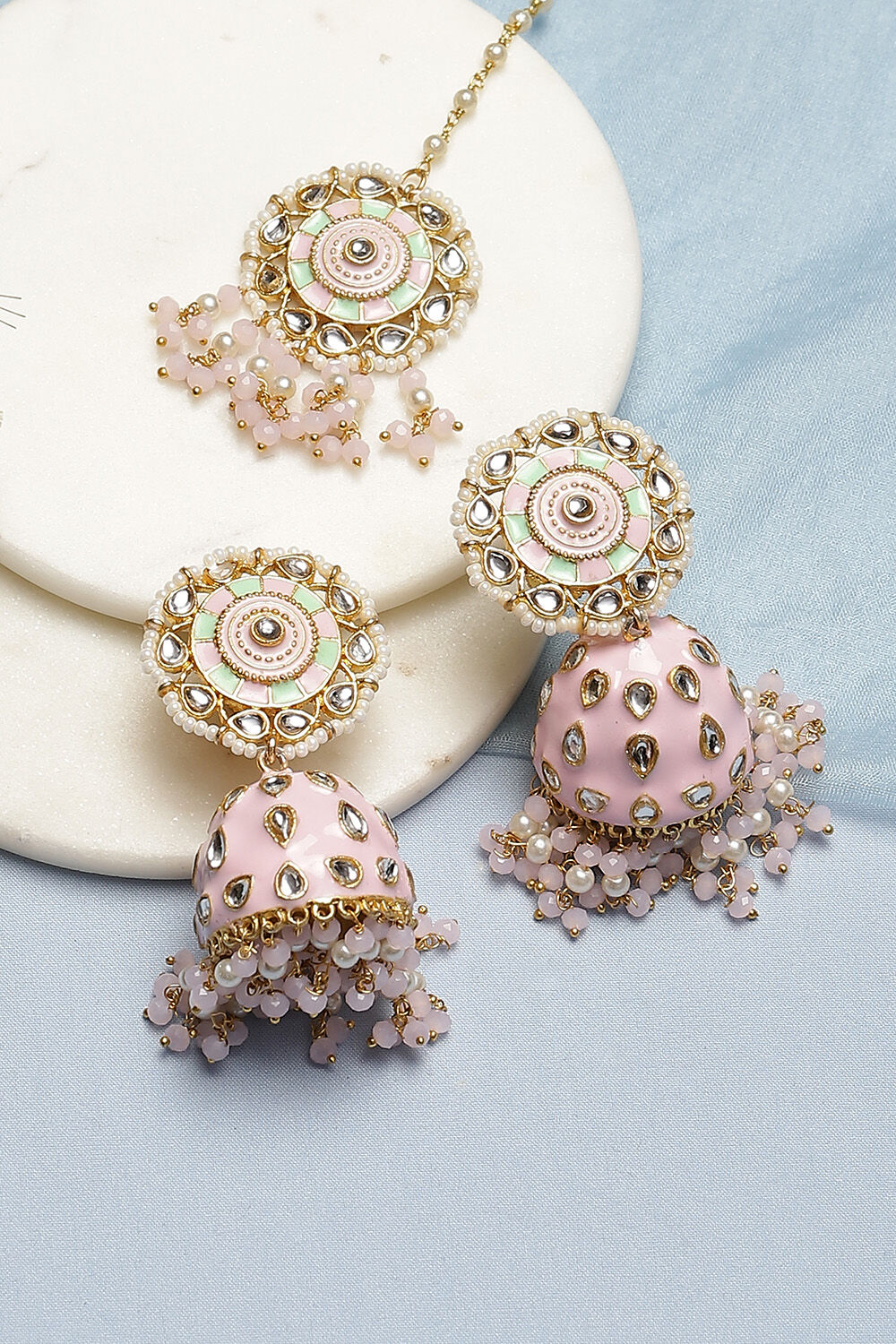 Light Pink Brass Necklace Set image number 0