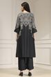Black Printed Straight Kurta Set image number 4