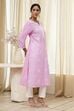 Light Pink Cotton Straight Kurta image number 4