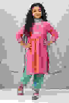 Peach Art Silk Straight Kurta Salwar Suit Set image number 6