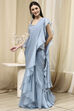 Ice Blue Peplum Pre-Draped Saree image number 3