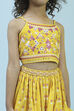 Yellow Cotton Printed Strappy Lehenga Set image number 1