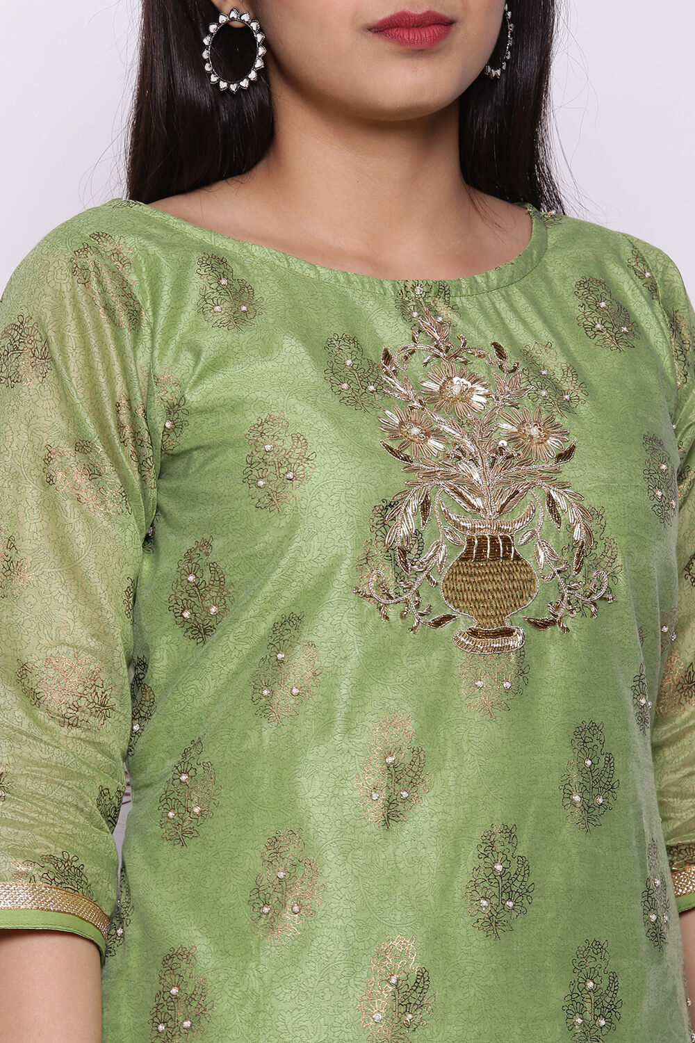 Off White Silk Unstitched Suit Set image number 2