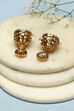 Gold Green Stone Earrings image number 2