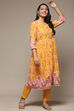 Mustard Cotton Gathered Kurta Pants 2 Piece Set
