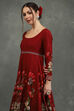 Maroon Silk Chanderi Floral Anarkali Suit Set image number 1