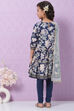 Blue Cotton Flared Kurta Churidar Suit Set image number 4